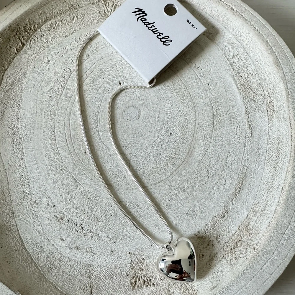 Madewell Puffy Silver Heart Necklace - Picture 3 of 5